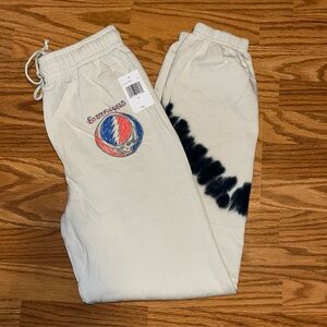 Seven Times Six Grateful Dead Womens Medium Lightning Skull Tie-Dye Sweatpants